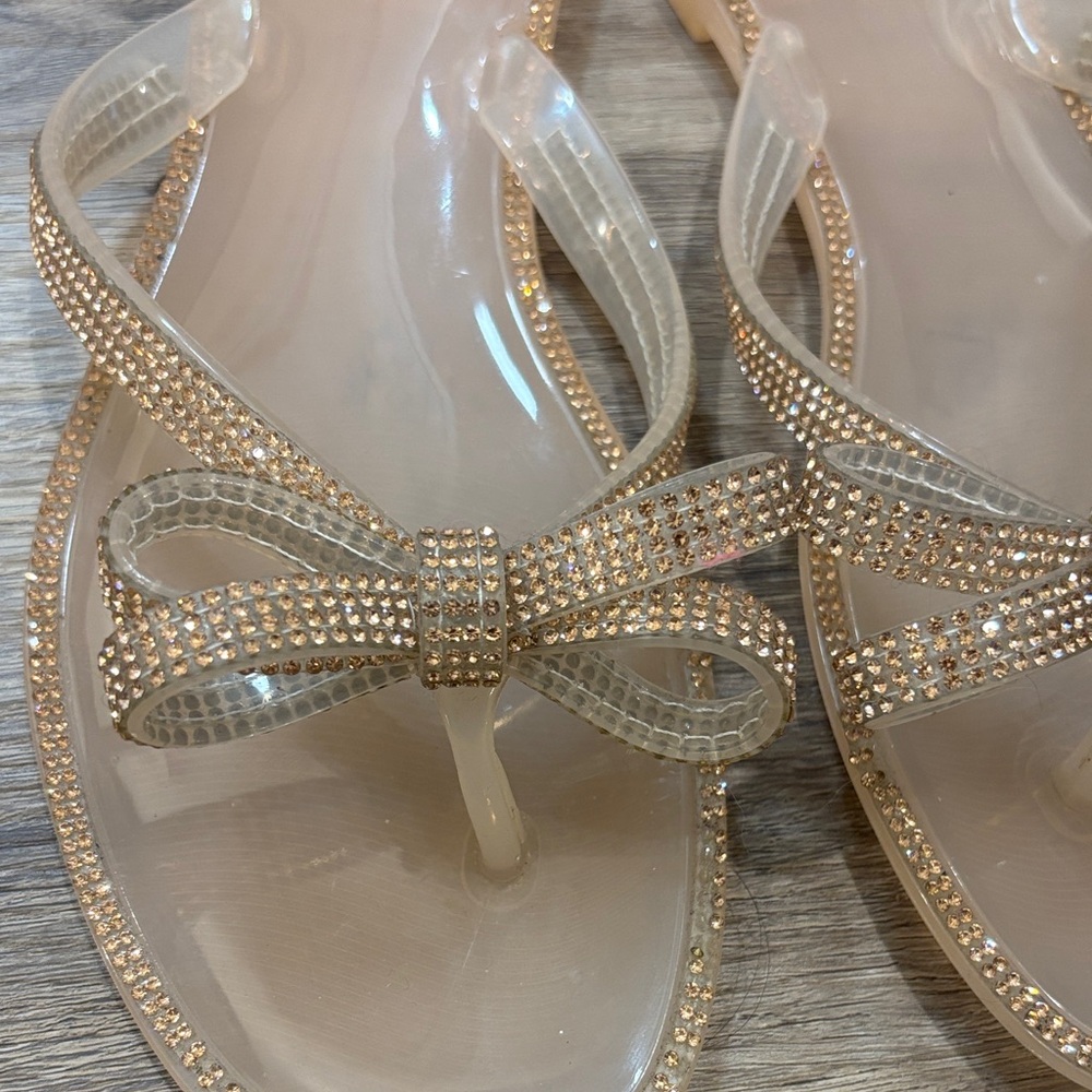 Nicole Miller Gold Bow Sandals